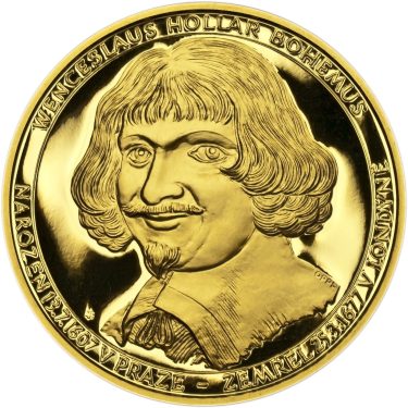 Náhled Averzní strany - 400 let od narození Václava Hollara a 330 let od jeho úmrtí. - zlatá 1 Oz  - Proof